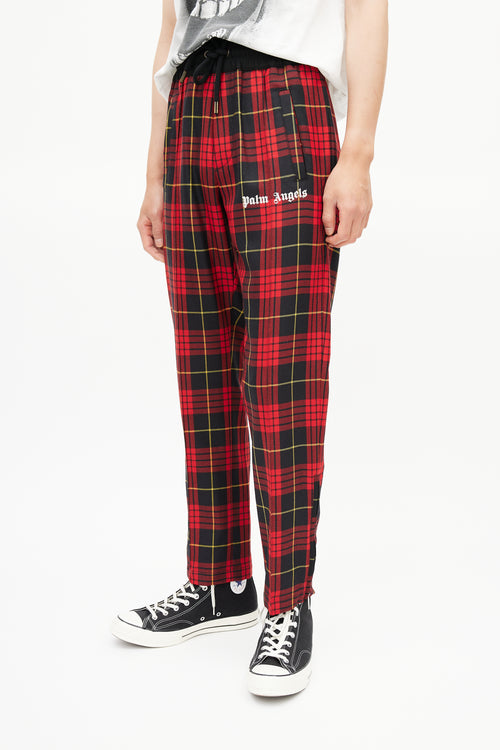 Palm Angels Red 
Black Logo Wool Trouser