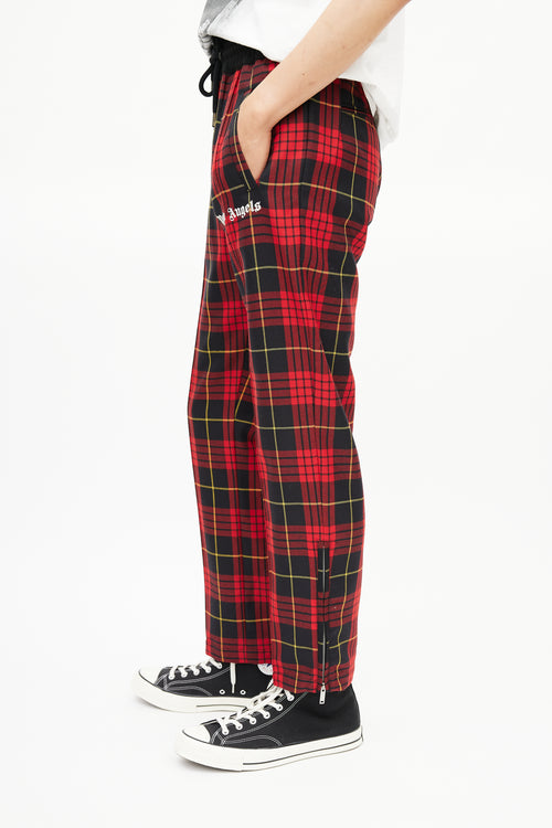 Palm Angels Red 
Black Logo Wool Trouser