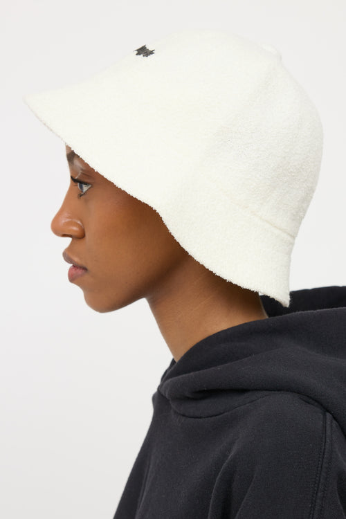 Palm Angels White Boucle Bucket Hat