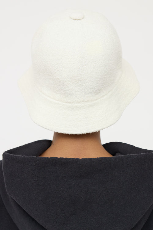 Palm Angels White Boucle Bucket Hat