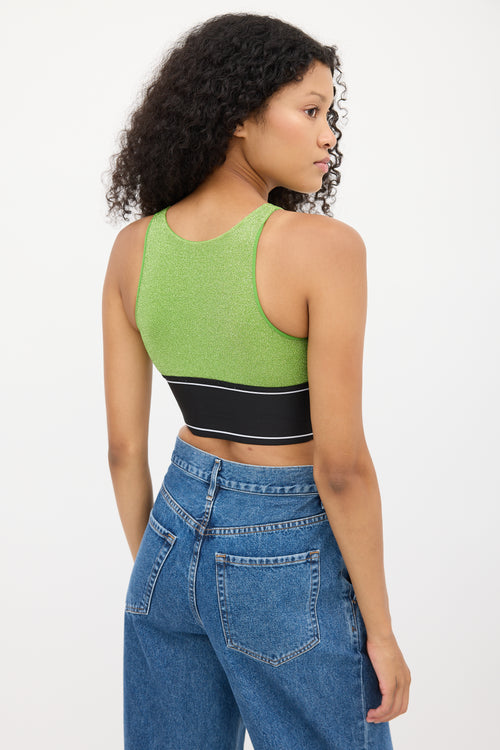 Palm Angels X Missoni Green 
Black Sparkly Logo Crop Top