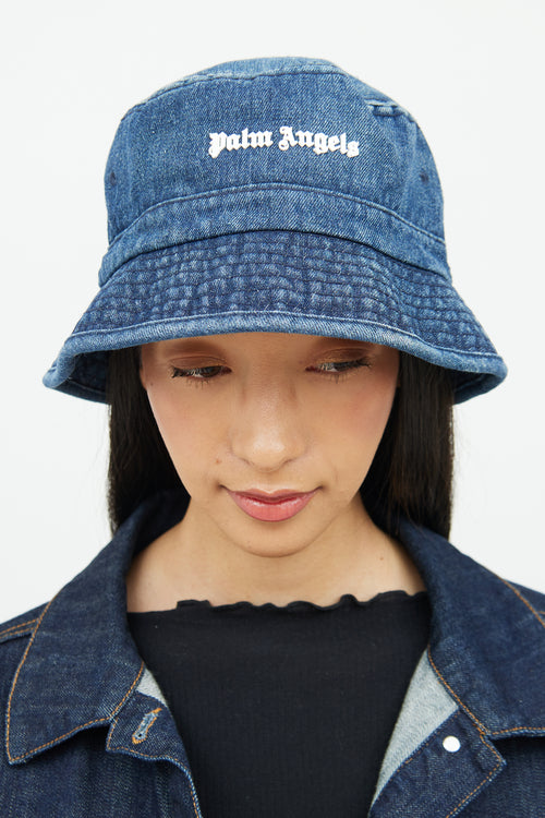 Palm Angels Dark Wash Denim Bucket Hat