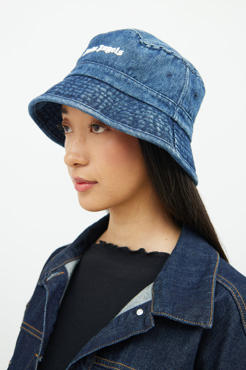 Palm Angels Dark Wash Denim Bucket Hat