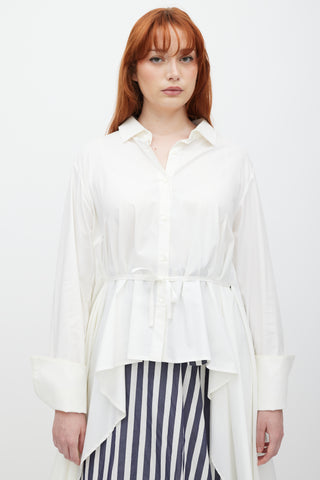 Palmer Harding White High Low Ruffled  Shirt