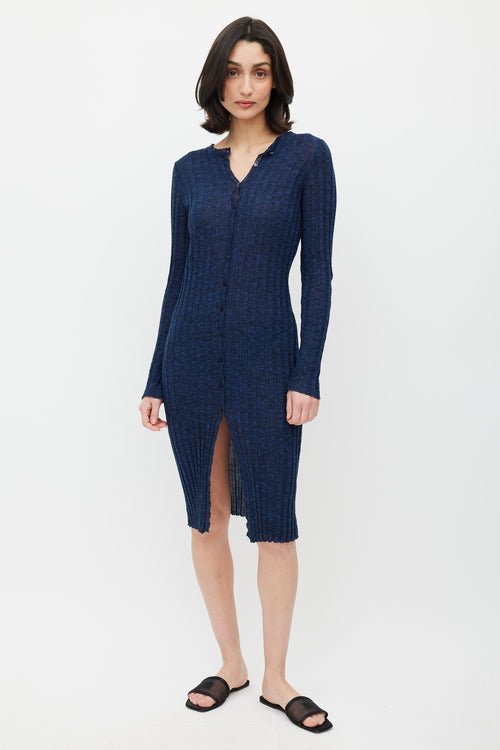 Paloma Wool Blue Ribbed Knit Button Dress