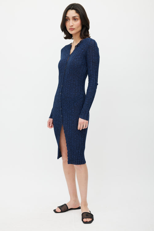 Paloma Wool Blue Ribbed Knit Button Dress