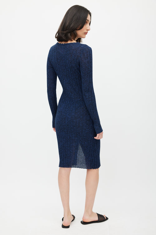 Paloma Wool Blue Ribbed Knit Button Dress