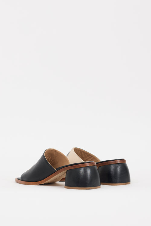 Paloma Wool Black 
Cream Leather Balance Yin Yang Mule