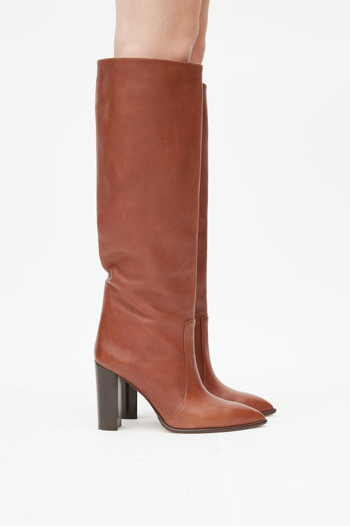 Paris Texas Brown Leather Knee High Boot