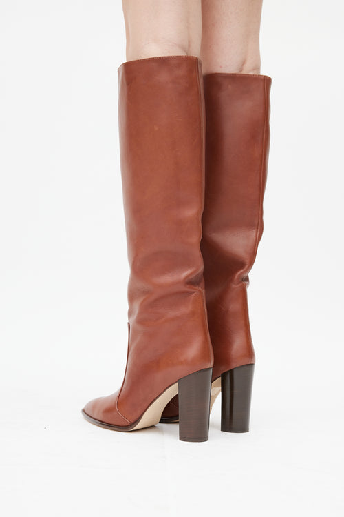 Paris Texas Brown Leather Knee High Boot