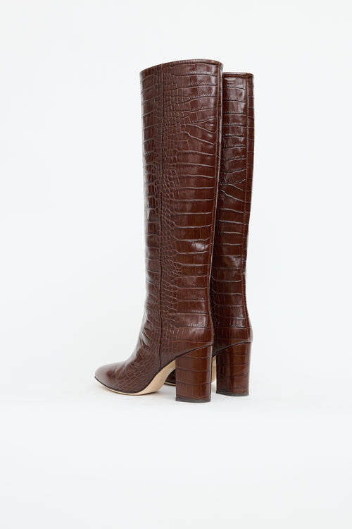 Paris Texas Leather Embossed Tall Boot