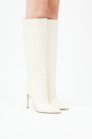 Paris Texas Cream Textured Knee High  Boot