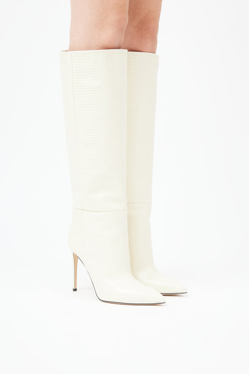 Paris Texas Cream Textured Knee High  Boot