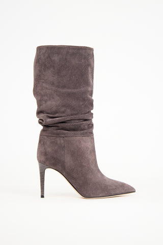 Paris Texas Dark Grey Suede Scruchy Boot