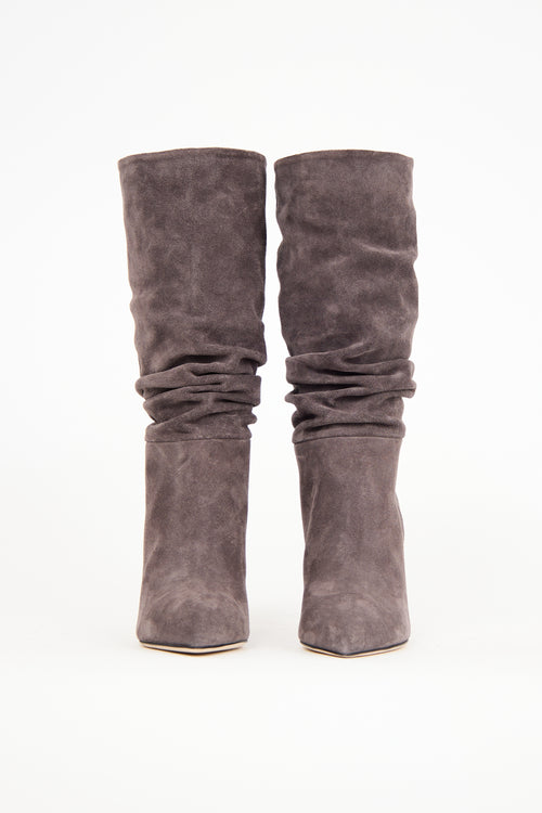 Paris Texas Dark Grey Suede Scruchy Boot