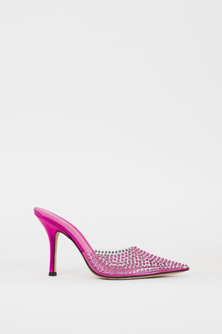 Paris Texas Fuchsia Rhinestone 
PVC Hollywood Mule