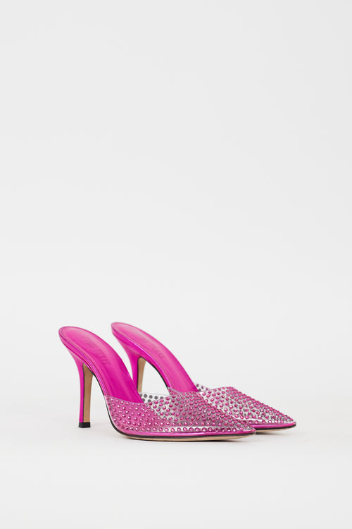 Paris Texas Fuchsia Rhinestone 
PVC Hollywood Mule