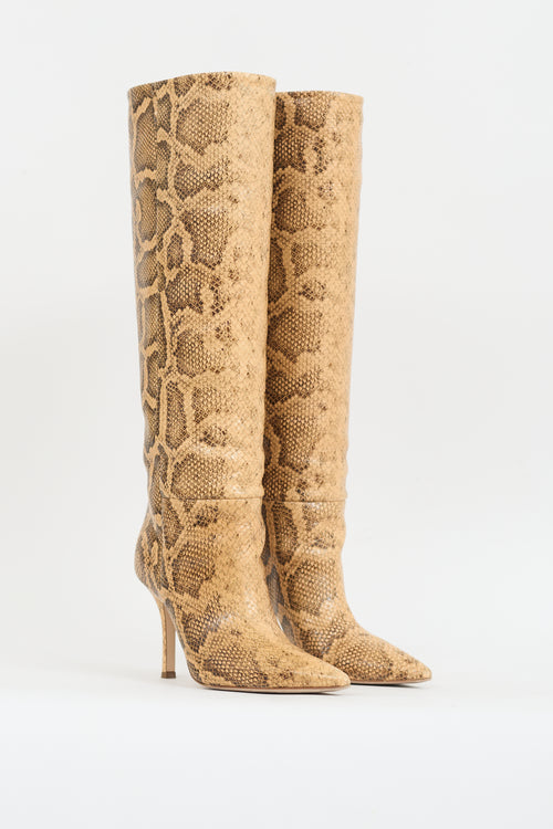 Paris Texas Beige Printed Leather Mama Wide High Boot