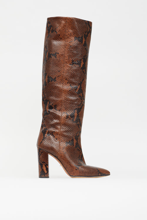 Paris Texas Brown 
Black Textured Leather High Heeled Boot