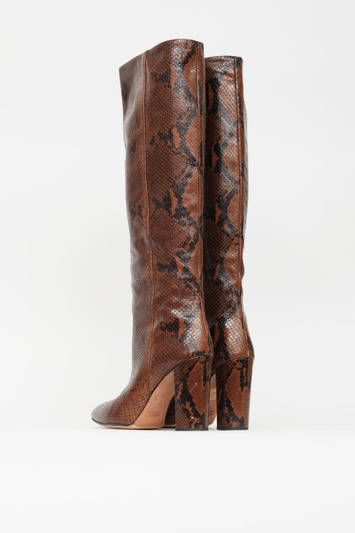 Paris Texas Brown 
Black Textured Leather High Heeled Boot