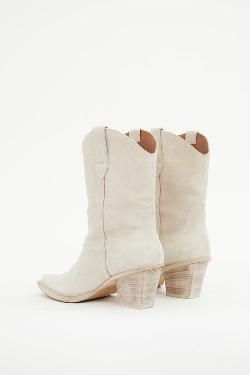 Paris Texas Cream Suede Short Cowboy Boot