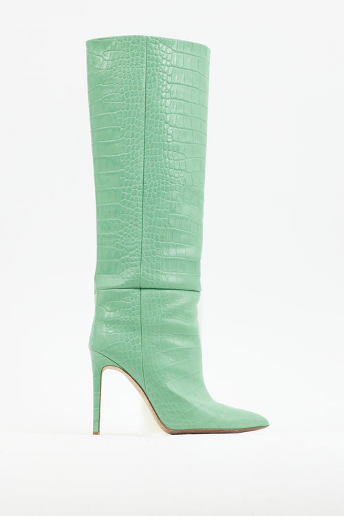 Paris Texas Green Embossed Leather Heeled Boot