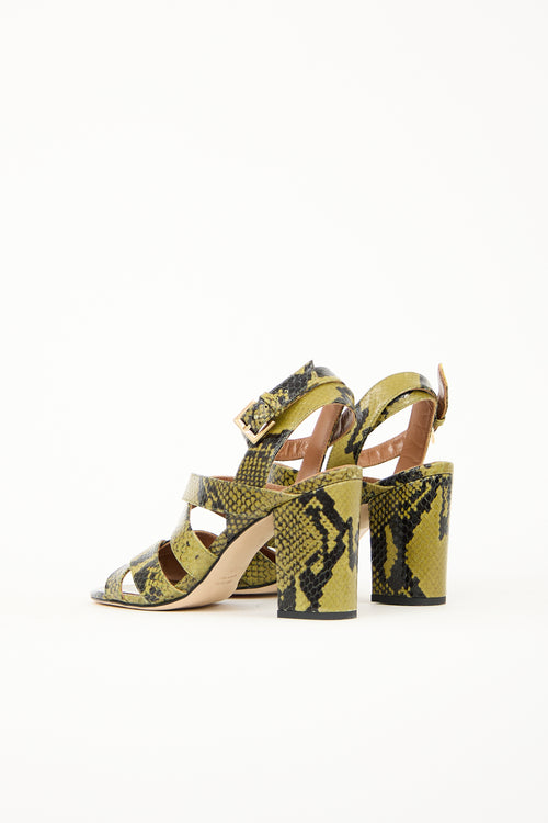  Green Embossed Leather Heel