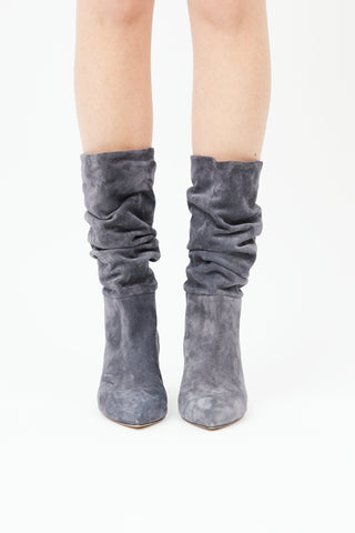  Grey Suede Scrunched Boot