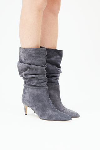 Paris Texas Grey Suede Scrunched Boot