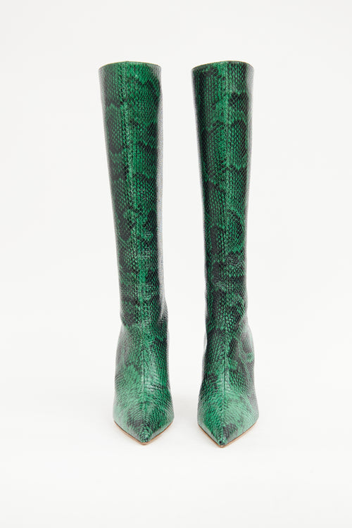 Paris Texas Green Embossed Leather Boot