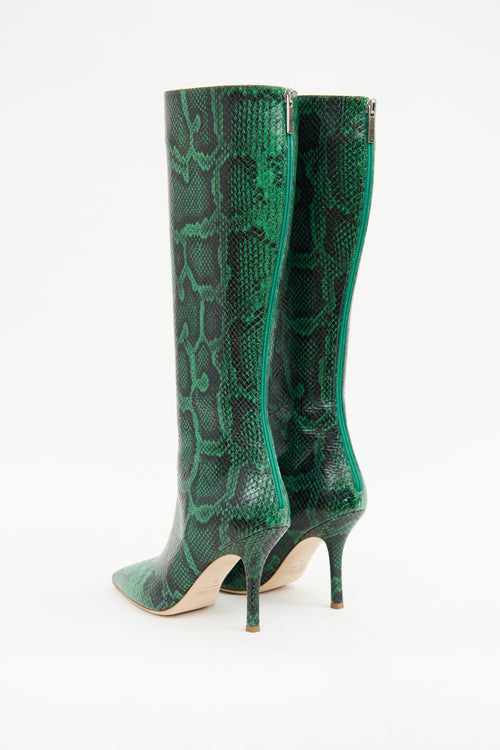 Paris Texas Green Embossed Leather Boot