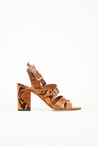 Paris Texas Orange Embossed Leather Heel