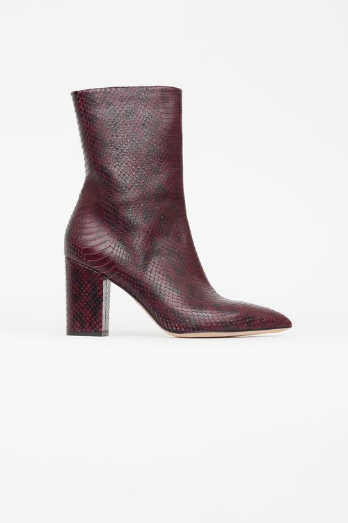 Paris Texas Burgundy Embossed Leather Heeled Boot