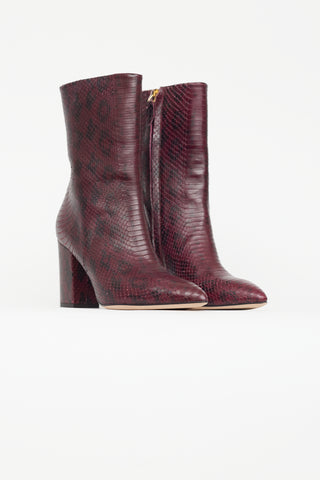 Paris Texas Burgundy Embossed Leather Heeled Boot