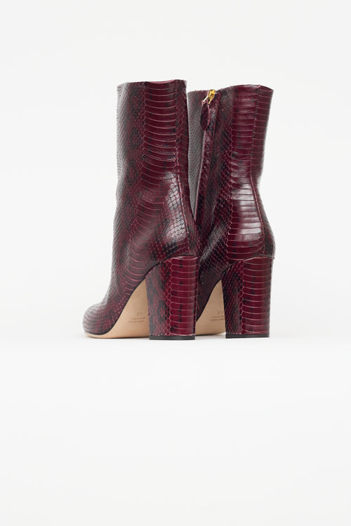 Paris Texas Burgundy Embossed Leather Heeled Boot