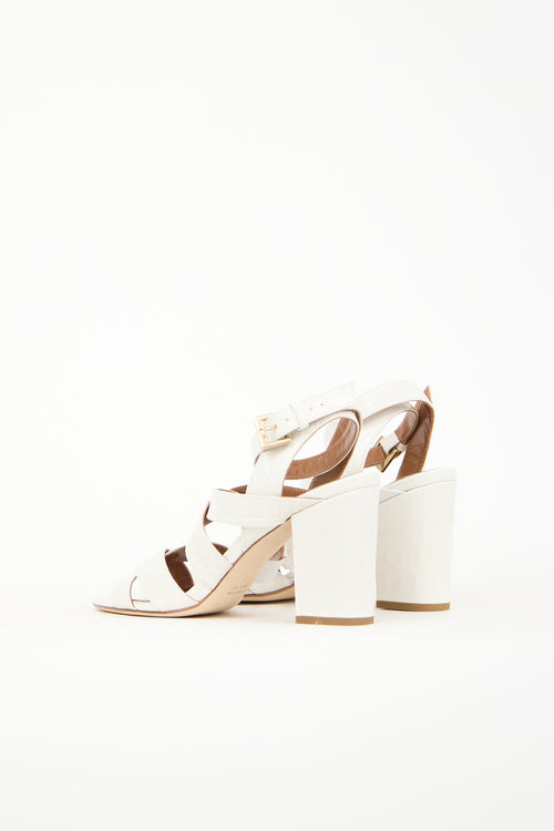  White Embossed Leather Heel