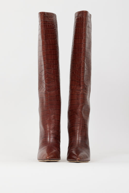 Paris Texas Brown Embossed Leather Anja Knee High Boot