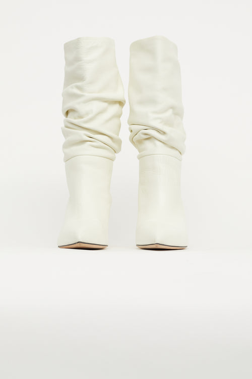 Paris Texas Cream Leather Scrunched Boot