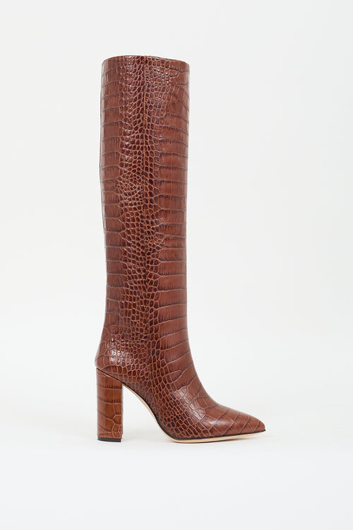 Paris Texas Brown Embossed Leather Anja Boot