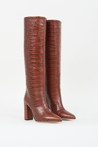 Paris Texas Brown Embossed Leather Anja Boot