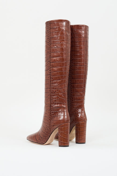 Paris Texas Brown Embossed Leather Anja Boot