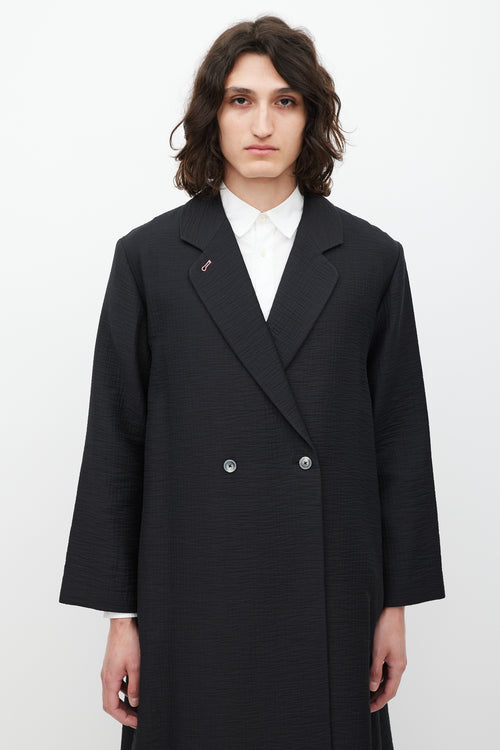 Paul Smith Black 
Pink Trimmed Textured Cotton Coat