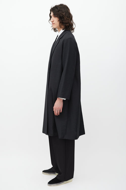 Paul Smith Black 
Pink Trimmed Textured Cotton Coat