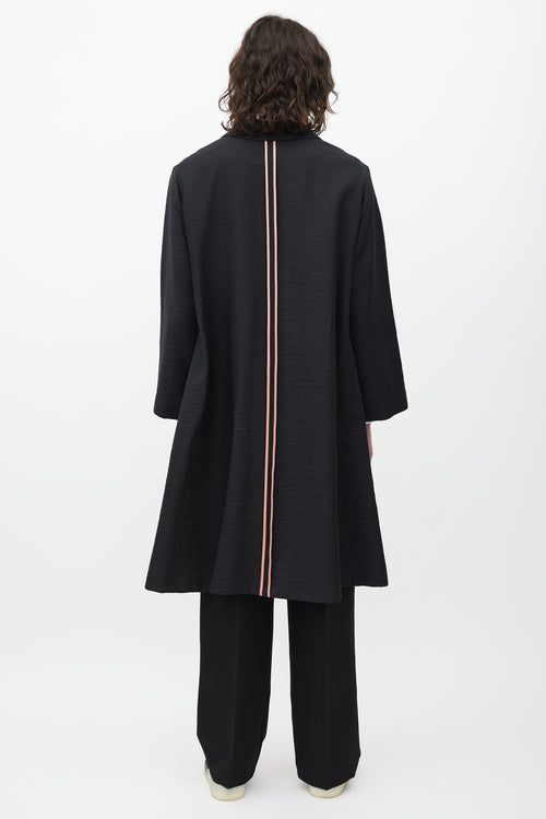 Paul Smith Black 
Pink Trimmed Textured Cotton Coat