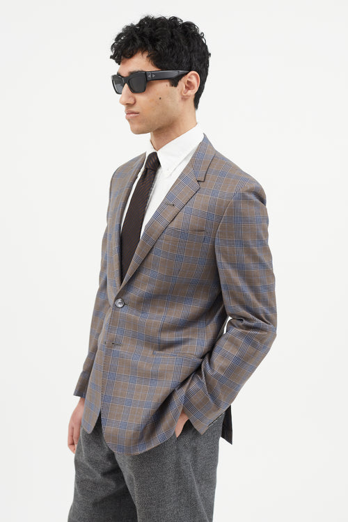 Paul Smith Brown 
Blue Plaid Blazer