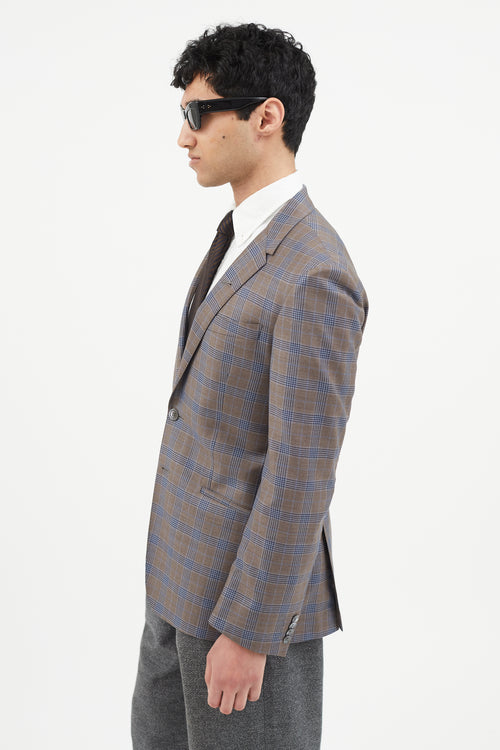 Paul Smith Brown 
Blue Plaid Blazer