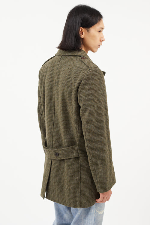 Paul Smith Green Wool Check Trench Coat