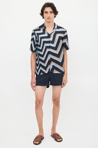 Paul Smith Light Blue 
Multicolour Zigzag Shirt