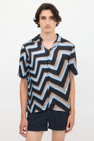 Paul Smith Light Blue 
Multicolour Zigzag Shirt