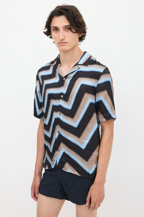 Paul Smith Light Blue 
Multicolour Zigzag Shirt